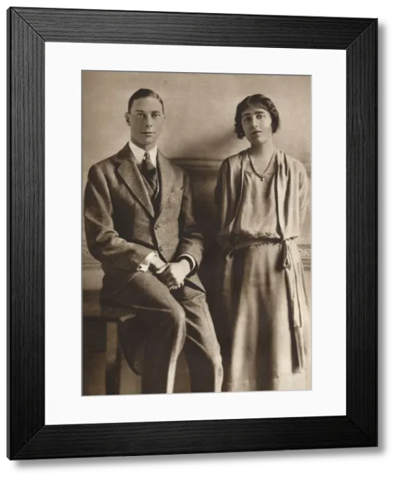 Framed Print : Lady Elizabeth Bowes Lyon and the Duke of York upon the announcement of their engagement, 1923. Artist: Vandyk Framed Print : Lady Elizabeth Bowes Lyon and the Duke of York upon the announcement of their engagement, 1923. Artist: Vandyk
