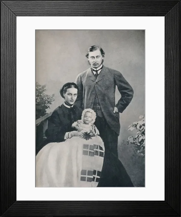 Framed Print : The Prince and Princess of Wales with the infant Prince Albert Victor, 1864 (1910). Artist: Vernon Heath Framed Print : The Prince and Princess of Wales with the infant Prince Albert Victor, 1864 (1910). Artist: Vernon Heath