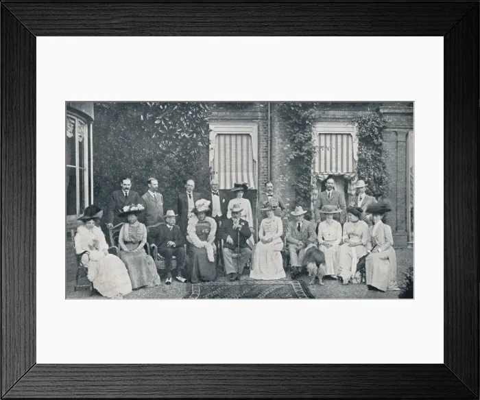 Framed Print : The Royal house party at The Grove, Watford, Lord Clarendons residence, in July, 1909 (1911). Artist: Frederick Downer & Sons Framed Print : The Royal house party at The Grove, Watford, Lord Clarendons residence, in July, 1909 (1911). Artist: Frederick Downer & Sons