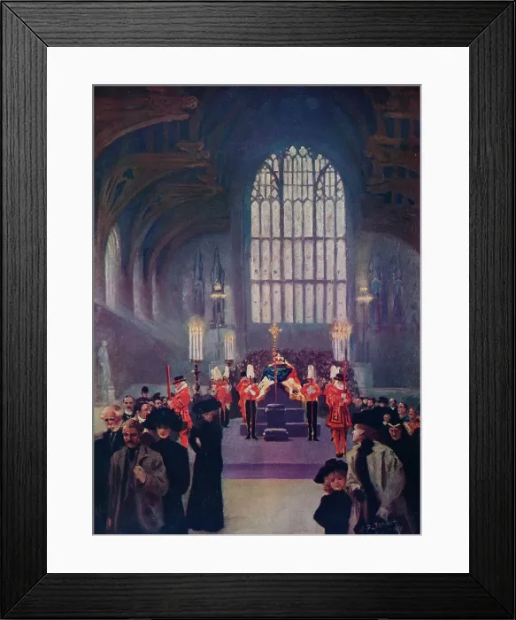 Framed Print : The homage of his people: King Edwards lying in state, Westminster Hall, May 16-19, 1910 (1911). Artist: Edward Frederick Skinner Framed Print : The homage of his people: King Edwards lying in state, Westminster Hall, May 16-19, 1910 (1911). Artist: Edward Frederick Skinner