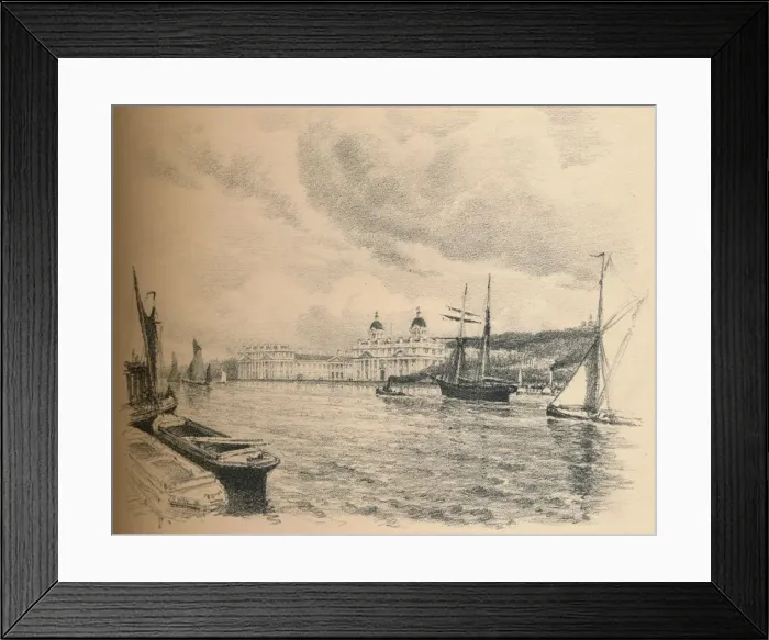 Framed Print : Greenwich Palace From The River, 1902. Artist: Thomas Robert Way Framed Print : Greenwich Palace From The River, 1902. Artist: Thomas Robert Way