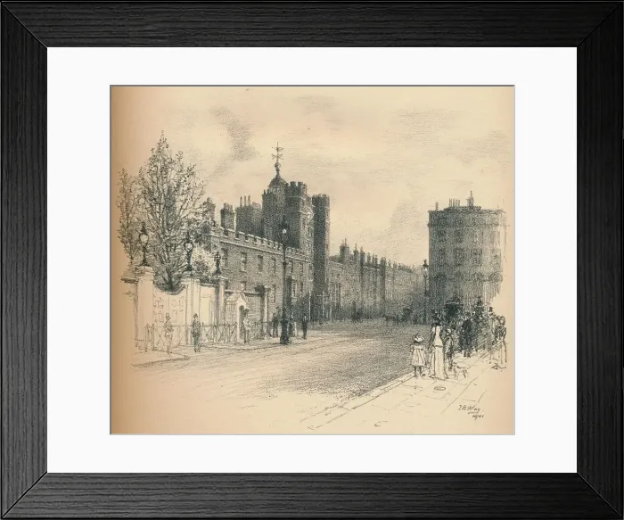 Framed Print : General View of St. Jamess Palace, From Pall Mall, 1902. Artist: Thomas Robert Way Framed Print : General View of St. Jamess Palace, From Pall Mall, 1902. Artist: Thomas Robert Way