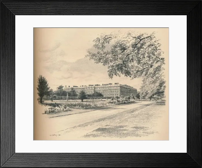 Framed Print : The Garden Fronts of Hampton Court Palace, 1902. Artist: Thomas Robert Way Framed Print : The Garden Fronts of Hampton Court Palace, 1902. Artist: Thomas Robert Way