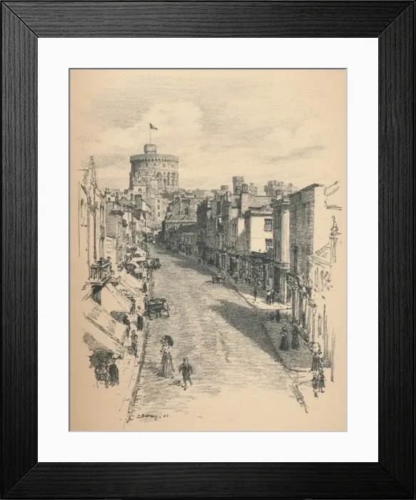 Framed Print : Great Tower of Windsor Castle From Peascod Street, 1902. Artist: Thomas Robert Way Framed Print : Great Tower of Windsor Castle From Peascod Street, 1902. Artist: Thomas Robert Way