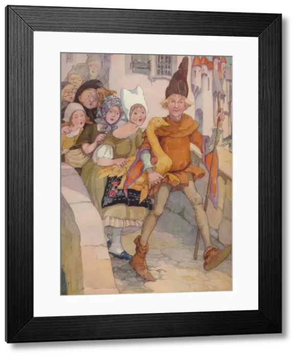 Framed Print : Dummling and his Golden Goose, 1937. Artist: Anne Anderson Framed Print : Dummling and his Golden Goose, 1937. Artist: Anne Anderson