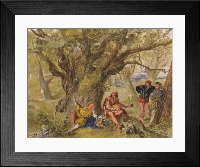 Framed Print : As You Like It: Act II, Scene V. Under the Greenwood Tree, sung by Amiens, c1875. Artist: Sir John Gilbert Framed Print : As You Like It: Act II, Scene V. Under the Greenwood Tree, sung by Amiens, c1875. Artist: Sir John Gilbert