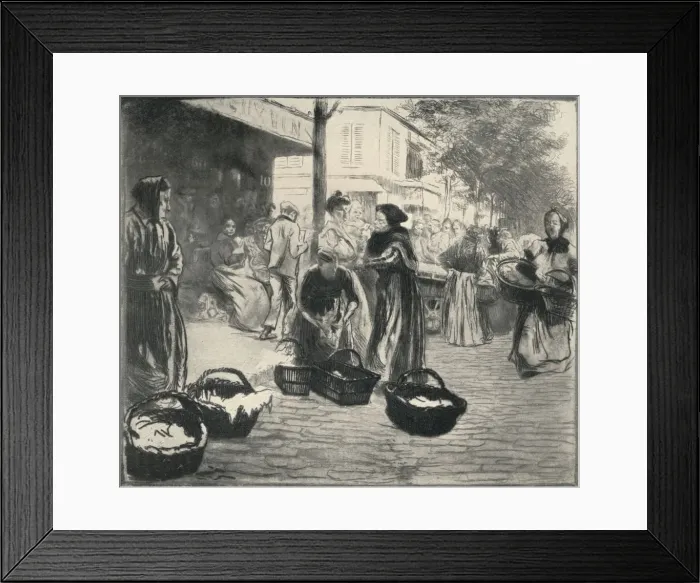 Framed Print : Open air market, Avenue de Clichy, 1915. Artist: Edgar Chahine Framed Print : Open air market, Avenue de Clichy, 1915. Artist: Edgar Chahine