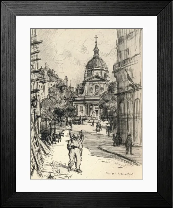 Framed Print : Place de la Sorbonne, 1915. Artist: Frank Milton Armington Framed Print : Place de la Sorbonne, 1915. Artist: Frank Milton Armington