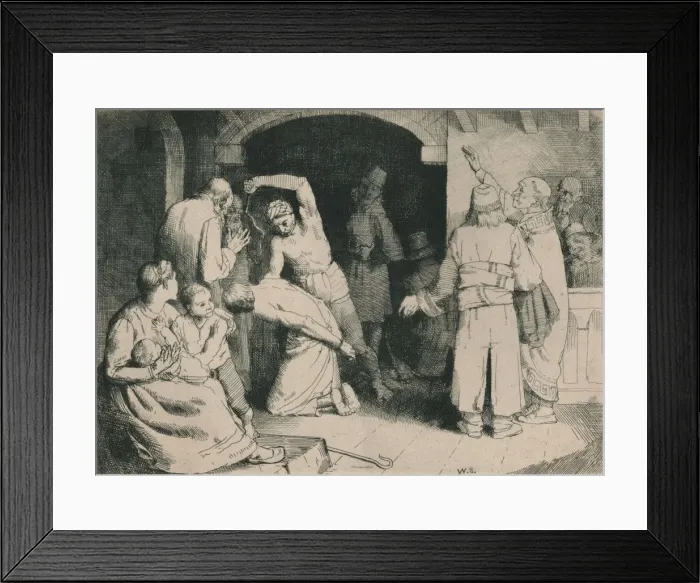 Framed Print : The Scourging of Faithful, c1916. Artist: William Strang Framed Print : The Scourging of Faithful, c1916. Artist: William Strang
