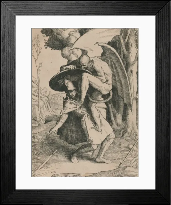 Framed Print : Christian Fights Apollyon, c1916. Artist: William Strang Framed Print : Christian Fights Apollyon, c1916. Artist: William Strang