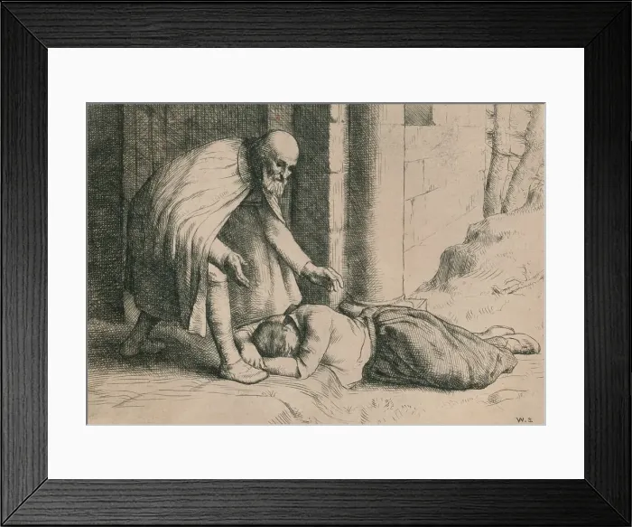 Framed Print : Mercy Swoons Before the Gate, c1916. Artist: William Strang Framed Print : Mercy Swoons Before the Gate, c1916. Artist: William Strang
