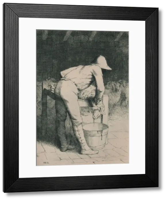 Framed Print : The Butcher and the Sheep, c1916. Artist: William Strang Framed Print : The Butcher and the Sheep, c1916. Artist: William Strang