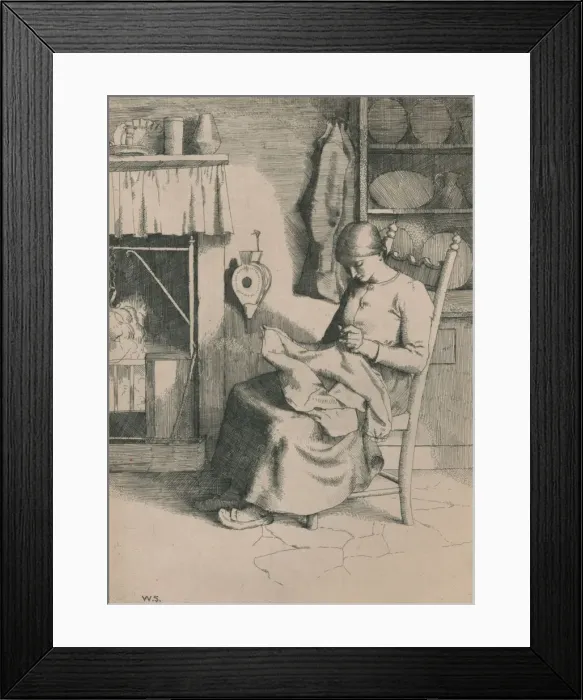 Framed Print : Mercy at Her Work, c1916. Artist: William Strang Framed Print : Mercy at Her Work, c1916. Artist: William Strang