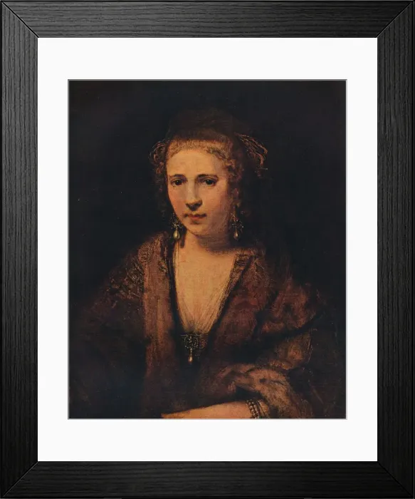 Framed Print : Portrait of Hendrickje Stoffels with a Velvet Beret, c1654. Artist: Rembrandt Harmensz van Rijn