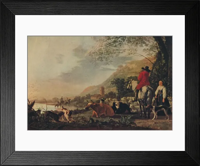 Framed Print : A Hilly Landscape with Figures, c1655. Artist: Aelbert Cuyp Framed Print : A Hilly Landscape with Figures, c1655. Artist: Aelbert Cuyp