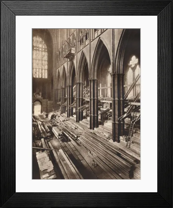 Framed Print : Changing the Interior of the Abbey, 1937 Framed Print : Changing the Interior of the Abbey, 1937