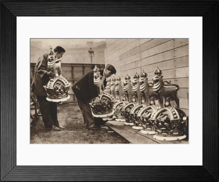 Framed Print : Gilded Crowns for the Mall, 1937 Framed Print : Gilded Crowns for the Mall, 1937
