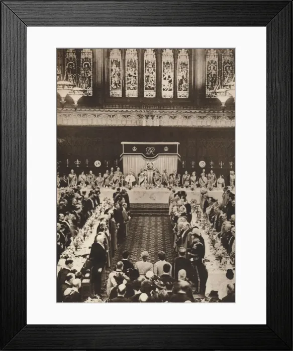Framed Print : King George VI and Queen Elizabeth attending a luncheon to celebrate coronation, 1937 Framed Print : King George VI and Queen Elizabeth attending a luncheon to celebrate coronation, 1937