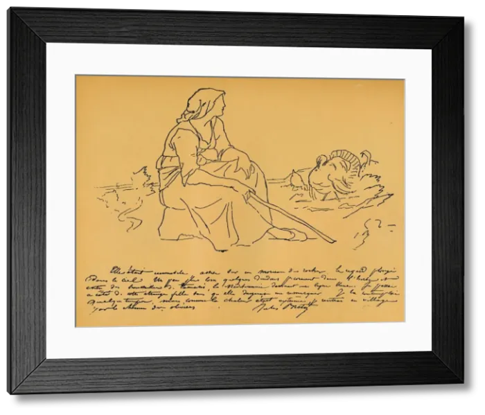 Framed Print : Une Gardeuse De Dindons, c19th century. Artist: M Breton Framed Print : Une Gardeuse De Dindons, c19th century. Artist: M Breton
