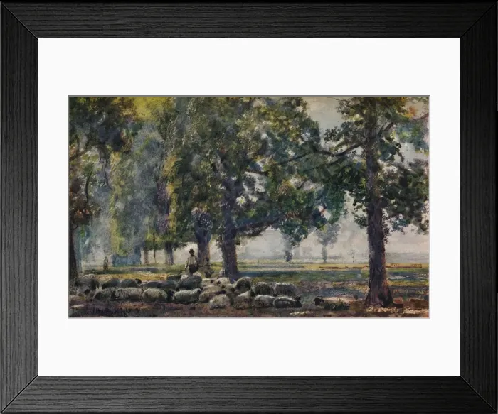 Framed Print : Tending the Flocks, c1895. Artist: John William Buxton Knight Framed Print : Tending the Flocks, c1895. Artist: John William Buxton Knight