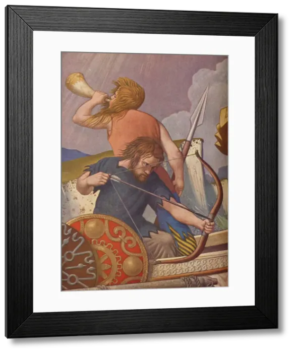 Framed Print : King Alfreds long-ships defeat the Danes 877, 1925-1927. Artist: Colin Unwin Gill Framed Print : King Alfreds long-ships defeat the Danes 877, 1925-1927. Artist: Colin Unwin Gill