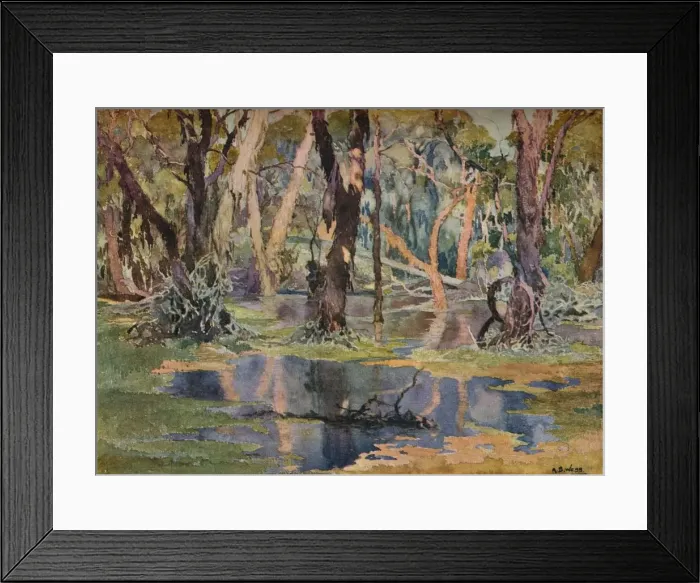 Framed Print : Quindanning Pool, c1927. Artist: Archibald Bertram Webb Framed Print : Quindanning Pool, c1927. Artist: Archibald Bertram Webb