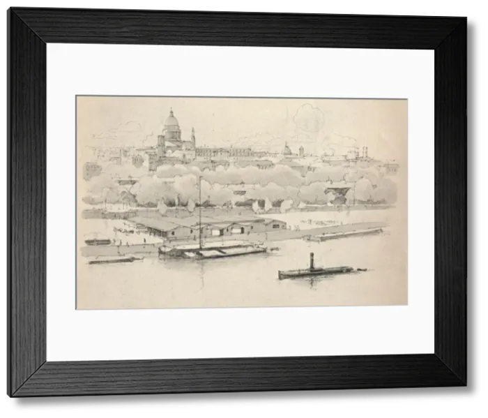 Framed Print : The Quai St Bernard, 1915. Artist: Eugene Bejot Framed Print : The Quai St Bernard, 1915. Artist: Eugene Bejot