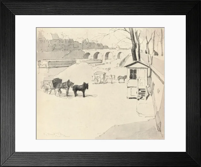 Framed Print : The Pont Marie - Horses and Carts, 1915. Artist: Eugene Bejot Framed Print : The Pont Marie - Horses and Carts, 1915. Artist: Eugene Bejot
