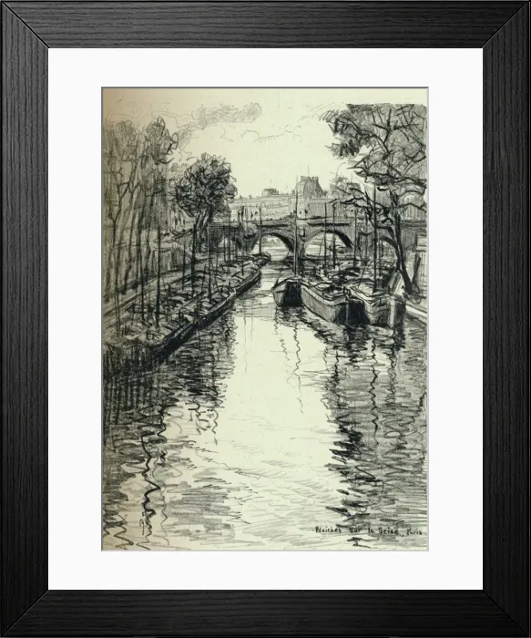 Framed Print : Barges on the Seine, 1915. Artist: Frank Milton Armington Framed Print : Barges on the Seine, 1915. Artist: Frank Milton Armington