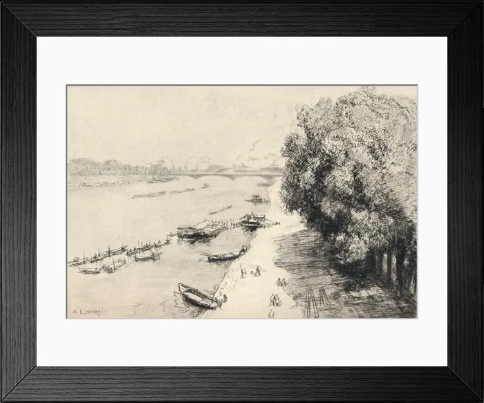 Framed Print : The Seine at the Pont National, 1915. Artist: Auguste Lepere Framed Print : The Seine at the Pont National, 1915. Artist: Auguste Lepere
