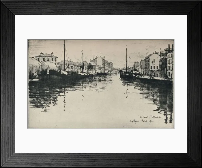 Framed Print : The Canal St Martin, 1915. Artist: Eugene Bejot Framed Print : The Canal St Martin, 1915. Artist: Eugene Bejot