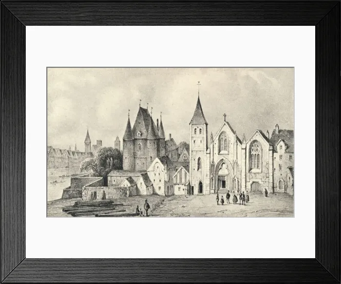 Framed Print : The Maison du Lieutenant and the Church of St Landry in 1540, 1915 Framed Print : The Maison du Lieutenant and the Church of St Landry in 1540, 1915