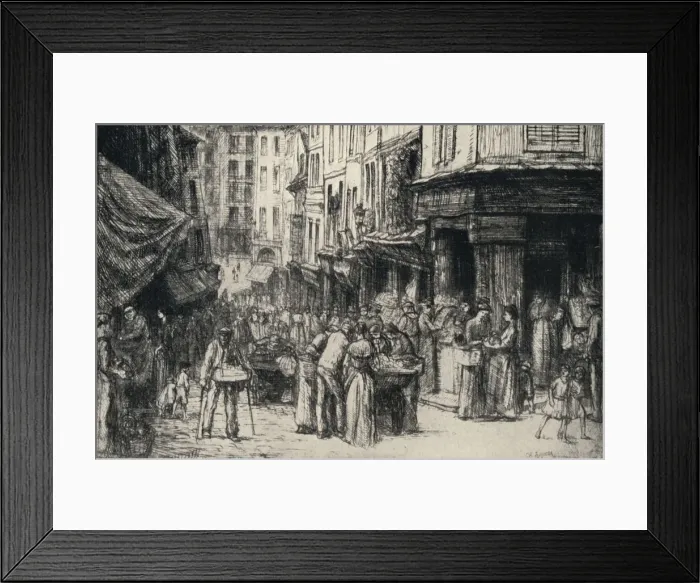 Framed Print : The Crowd, Rue Mouffetard, 1915. Artist: Charles Heyman Framed Print : The Crowd, Rue Mouffetard, 1915. Artist: Charles Heyman