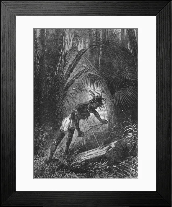 Framed Print : An Indian obtaining fire by friction, 1894 Framed Print : An Indian obtaining fire by friction, 1894