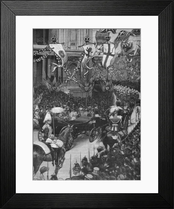 Framed Print : Marriage of the Duke of York: the royal procession passing St Pauls Cathedral, 1893 (1906). Artist: Arthur Salmon Framed Print : Marriage of the Duke of York: the royal procession passing St Pauls Cathedral, 1893 (1906). Artist: Arthur Salmon