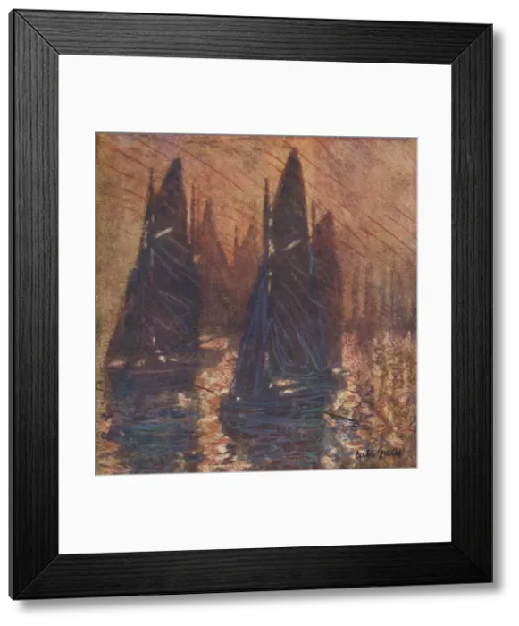 Framed Print : Fishing Boats in Fog, c1913. Artist: Carlos Grethe Framed Print : Fishing Boats in Fog, c1913. Artist: Carlos Grethe