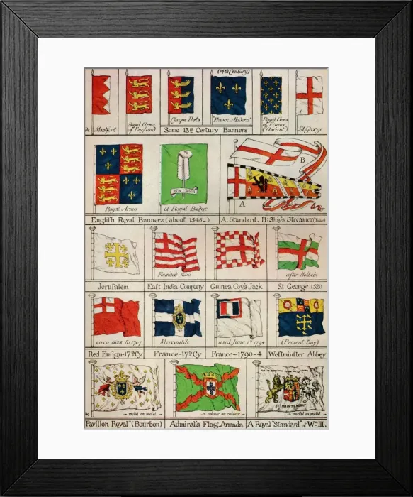 Framed Print : Some Flags of the Past, c19th century Framed Print : Some Flags of the Past, c19th century
