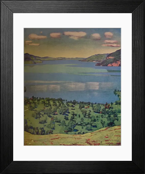 Framed Print : The Lake of Thun, from Leissigen, c1910. Artist: Ferdinand Hodler Framed Print : The Lake of Thun, from Leissigen, c1910. Artist: Ferdinand Hodler
