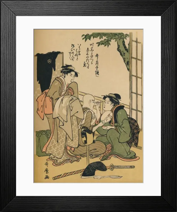 Framed Print : Making Up For The Stage, c1780. Artist: Kitagawa Utamaro Framed Print : Making Up For The Stage, c1780. Artist: Kitagawa Utamaro