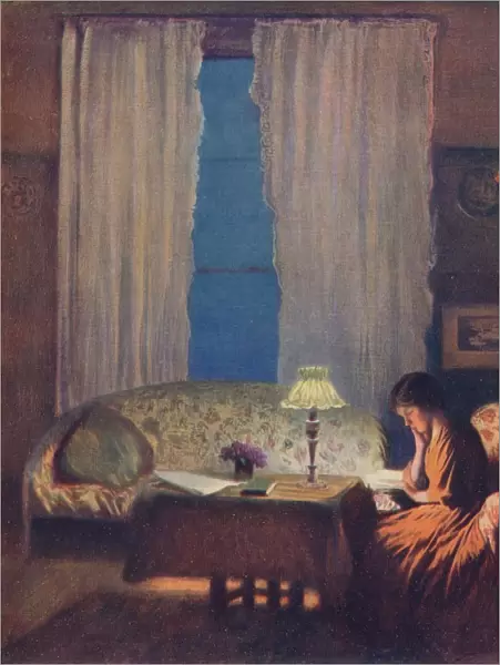 Reading by Lamplight (Twilight: Interior), 1909. Artist: George Clausen