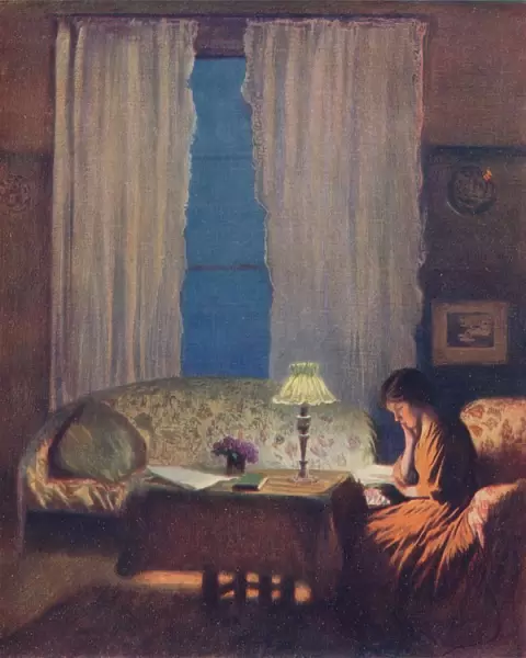 Reading by Lamplight (Twilight: Interior), 1909. Artist: George Clausen