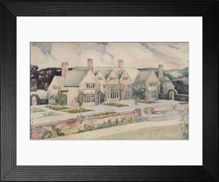Framed Print : Design for a House and Garden in Surrey by the late C. E. Mallows, c1900 Framed Print : Design for a House and Garden in Surrey by the late C. E. Mallows, c1900