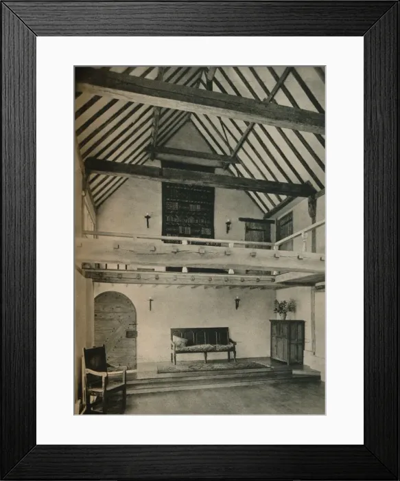 Framed Print : Boxhurst Farm, Kent: End of Dance Room. Restored and converted by Oliver Hill, c1928 Framed Print : Boxhurst Farm, Kent: End of Dance Room. Restored and converted by Oliver Hill, c1928