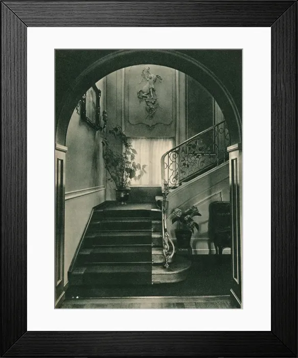 Framed Print : Haus H. Dresden: The Staircase. Designed by Professor E Haiger; executed by the Vereinigte Werksta Framed Print : Haus H. Dresden: The Staircase. Designed by Professor E Haiger; executed by the Vereinigte Werksta