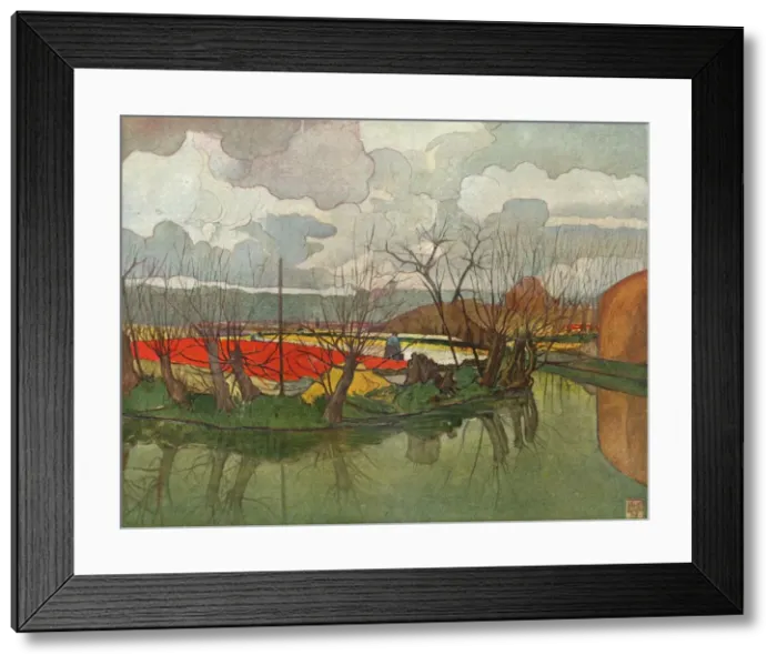 Framed Print : A Tulip Farm in Holland, c1898. Artist: Nicols Wilhelm Jungmann Framed Print : A Tulip Farm in Holland, c1898. Artist: Nicols Wilhelm Jungmann