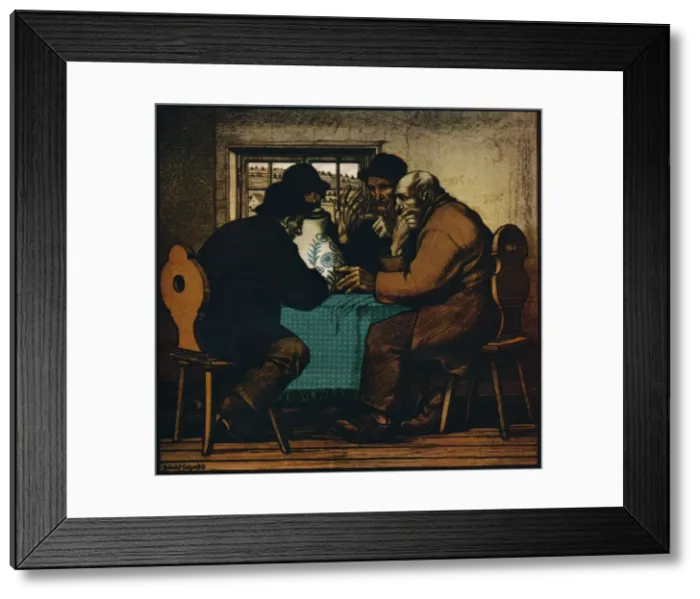 Framed Print : The Drinkers, c1927. Artist: Rudolf Schiestl Framed Print : The Drinkers, c1927. Artist: Rudolf Schiestl