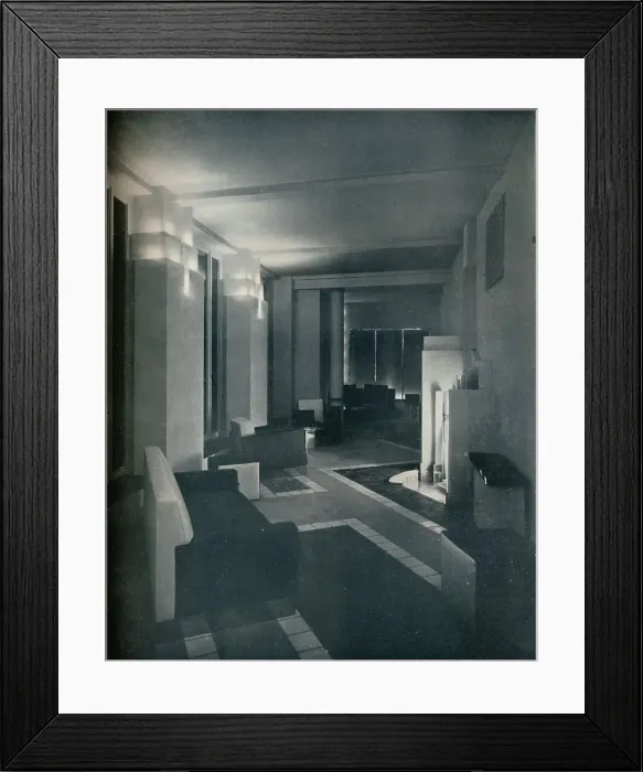 Framed Print : 1930s interior with contemporary lighting, 1930 Framed Print : 1930s interior with contemporary lighting, 1930