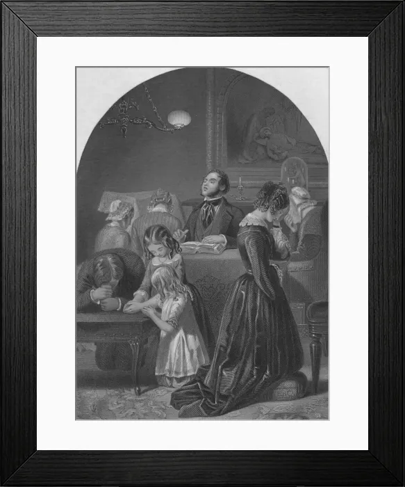 Framed Print : Family Worship, c1870. Artist: Edward Henry Corbould Framed Print : Family Worship, c1870. Artist: Edward Henry Corbould
