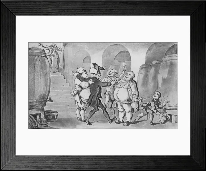 Framed Print : Doctor Syntax Made Free of the Cellar, 1817. Artist: Thomas Rowlandson Framed Print : Doctor Syntax Made Free of the Cellar, 1817. Artist: Thomas Rowlandson