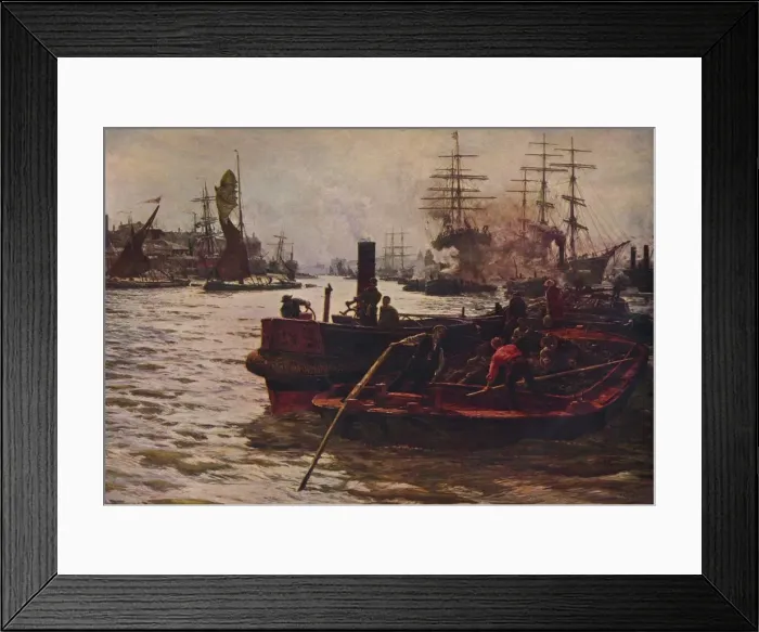 Framed Print : Toil, Glitter, Glime and Wealth, 1883 (1935). Artist: William Lionel Wyllie Framed Print : Toil, Glitter, Glime and Wealth, 1883 (1935). Artist: William Lionel Wyllie